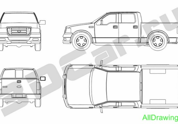 Ford F-150 DoubleCab (2004) (Форд Ф-150 ДаублКаб (2004)) - чертежи (рисунки) автомобиля